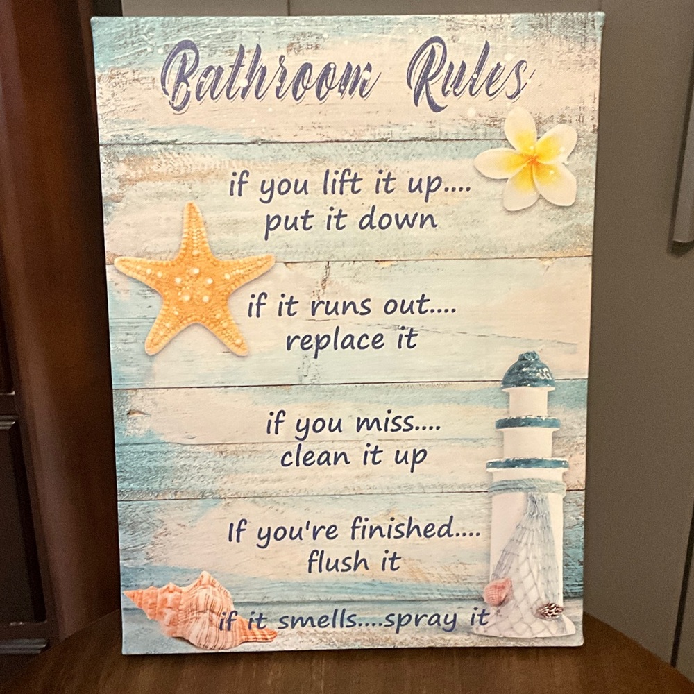 Bathroom Rules Decorative Sign
